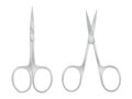 Open and closed nail scissors isolated on white background. Cosmetic equipment for manicure and pedicure. Vector