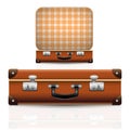 Open and closed old retro vintage suitcase Royalty Free Stock Photo