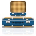 Open and closed old retro vintage suitcase Royalty Free Stock Photo