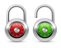 Open and closed realistic lock icon