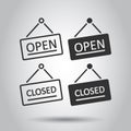 Open, closed sign icon in flat style. Accessibility vector illustration on white isolated background. Message business concept Royalty Free Stock Photo