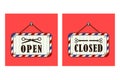 Open and closed signs barbershop banner plat design