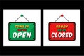 Open and closed signs store information design illustration Royalty Free Stock Photo