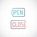 Open and Closed signs. Welcome icon.