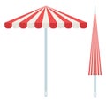 Striped beach umbrellas vector icon flat isolated