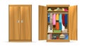 Open closets cupboard wardrobe Royalty Free Stock Photo