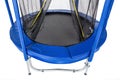 Open closeup trampoline for children and adults for fun indoor or outdoor fitness jumping on white background Royalty Free Stock Photo