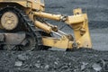 Extraction of minerals. Heavy powerful bulldozer in the quarry