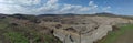 Open coal mine panorama with sky