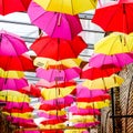 Open Colourful Unbrellas Camden Market, London UK