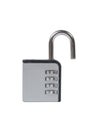 An open combination lock isolated on a white background