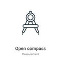 Open compass outline vector icon. Thin line black open compass icon, flat vector simple element illustration from editable