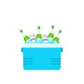 Open cooler box with beer bottles Royalty Free Stock Photo