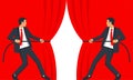 Open curtain vector