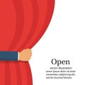 Open the curtain. vector hand Royalty Free Stock Photo