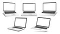Open 3D mockup laptops in different positions Royalty Free Stock Photo