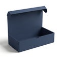 Open dark blue cardboard box on white background Royalty Free Stock Photo
