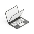 Open dark grey laptop with blank white screens and keyboard on a white background computer Royalty Free Stock Photo