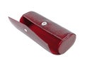 Open dark red reptile skin leather eyeglasses case Royalty Free Stock Photo