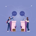Open debates-Two Business people debate on stage concept Royalty Free Stock Photo
