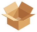 Open delivery box. Empty cardboard package. Isometric crate icon Royalty Free Stock Photo