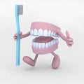 Open denture cartoon with arms