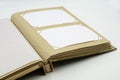 Open diary or photo album book on white background Royalty Free Stock Photo