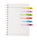 Open diary ring binder and many color wood clamps Royalty Free Stock Photo