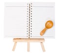 Open diary ring binder on small tripod for painting. isolated on Royalty Free Stock Photo