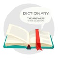 Open dictionary book with all answers to questions Royalty Free Stock Photo