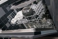 open dishwasher with clean dishes inside  close-up Royalty Free Stock Photo