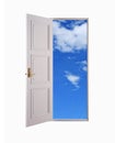 The open door over white background. freedom concept, Royalty Free Stock Photo