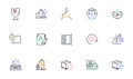 Open door, Algorithm and Night city line icons for website, printing. For design. Vector