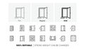 Entrance line icons. Open door, Building entry and Emergency exit outline icons. Line icons. Vector