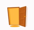 Open door cartoon colorful vector flat illustration. Royalty Free Stock Photo