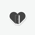 Open door in heart for love icon sticker