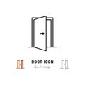 Open Door icon. Vector thin line art symbol