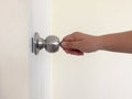 Open the door with a key. Royalty Free Stock Photo