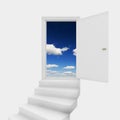 Open door leading to blue sky. Royalty Free Stock Photo