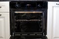The open door of a new oven with visible racks, ready for cooking Royalty Free Stock Photo