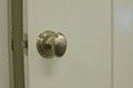 A open door with oval nickel doorknob on the new home Royalty Free Stock Photo