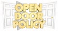 Open Door Policy Welcome Invitation Words Royalty Free Stock Photo