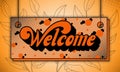 open door sign. Welcome. in a flat style. Illustration, open sign, plate