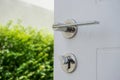 Open the door, Silver handle stainless steel Royalty Free Stock Photo