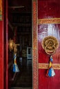 Open door of Spituk monastery. Ladakh, India Royalty Free Stock Photo