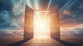 open door to heaven or paradise, new life or changes and opportunity concept, doorway to freedom Royalty Free Stock Photo