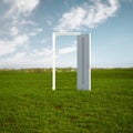 Open door to new life on the field Royalty Free Stock Photo