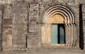 Open door to old stone church. Archway to medieval cathedral. Romanesque architecture concept. Religion and faith concept. Royalty Free Stock Photo