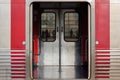 open door of a train compartment Royalty Free Stock Photo