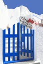 Open door in a typical Greek house of Santorini Royalty Free Stock Photo